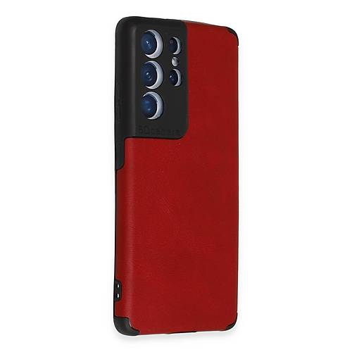 Galaxy S21 Ultra K�l�f Loop Deri Silikon - K�rm�z�