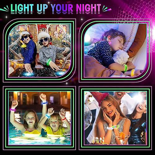 Led I��kl� Pilli I��kl� Rengarenk Kal�n Bileklik I��kl� Bilezik Kar���k Renk 1 Adet