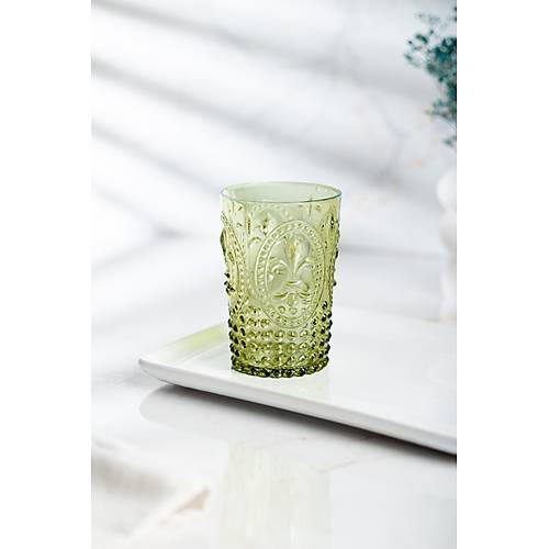 Akrilik Koyu Ye�il Tekli K�sa Bardak & Su Me�rubat Kahve Yan� Barda�� 400 ml ( Cam De�ildir )