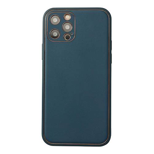 iPhone 12 Pro Max K�l�f Coco Deri Silikon Kapak - Mavi