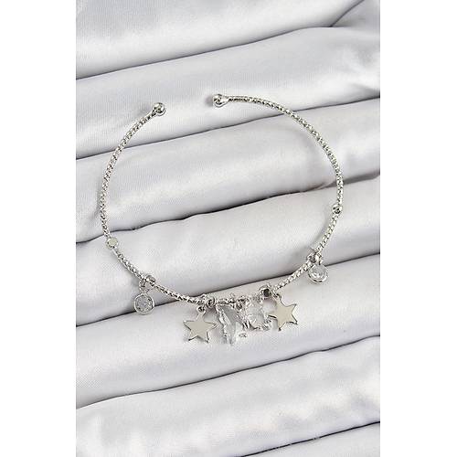 Pirin� Zirkon Ta�l� Kelebek Ve Y�ld�z Model G�m�� Renk Charm Bileklik