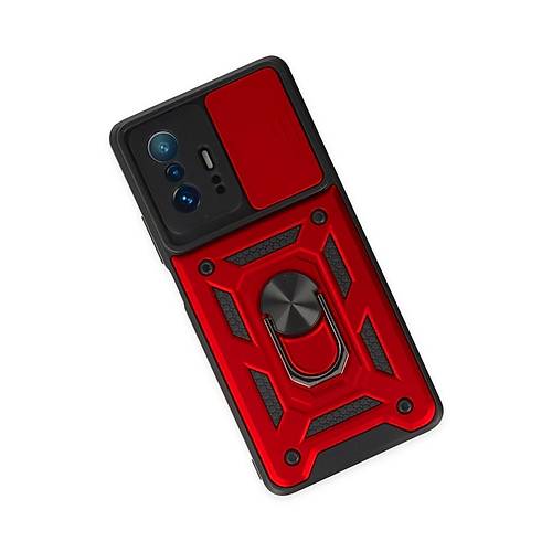 Mi 11T Pro K�l�f Pars Lens Y�z�kl� Silikon - K�rm�z�