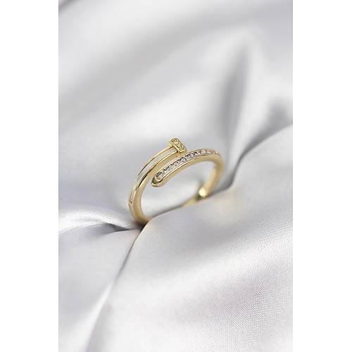 Zirkon Ta�l� Gold Renk Yass� �ivi Model Kad�n Y�z�k