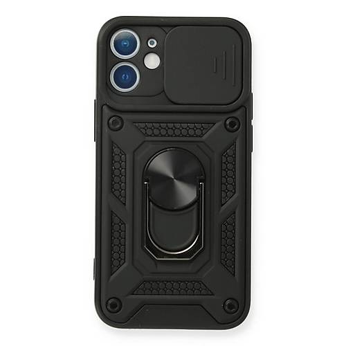 iPhone 12 Mini K�l�f Pars Lens Y�z�kl� Silikon - Siyah