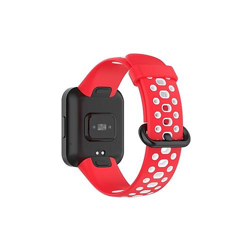 Redmi Watch 2 Spor Delikli Kordon - K�rm�z�-Beyaz