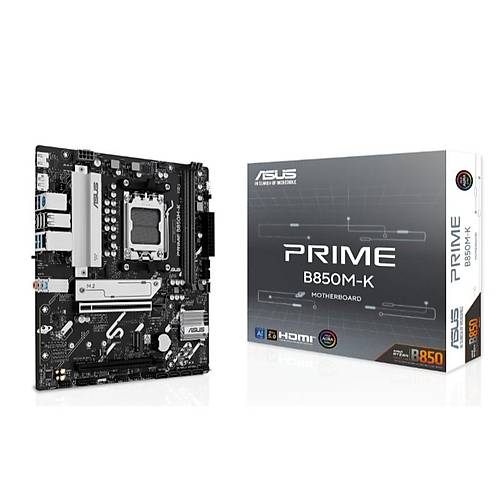 ASUS PRIME B850M-K DDR5 8400MHZ 1XHDMI 1XDP 2XM.2 USB2.0 MATX AM5(AMD AM5 9000/8000/7000 SER�LER� �LE UYUMLU)