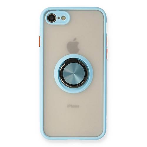 iPhone 7 K�l�f Montreal Y�z�kl� Silikon Kapak - Buz Mavi