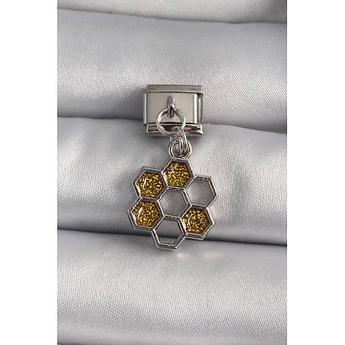 316L �elik G�m�� Renk Sallant� Simli Bal Bete�i Model Nomination Charm