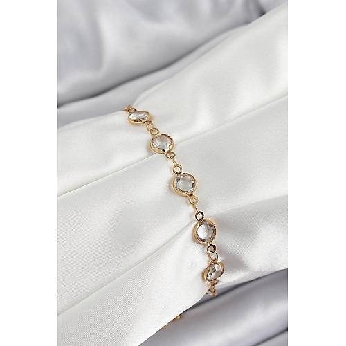 Pirin� Gold Renk Zirkon Ta�l� Kad�n Bileklik