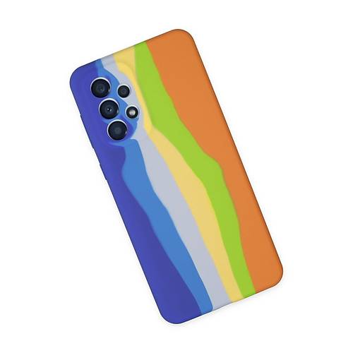 Galaxy A53 5G K�l�f Ebruli Lansman Silikon - Mavi-Turuncu