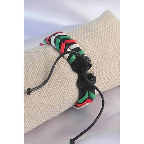 Kar���k Renk �pli Deri Erkek Bileklik