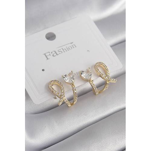 Pirin� G�m�� Renk Zirkon Ta�l� Kalp Model Kad�n K�pe