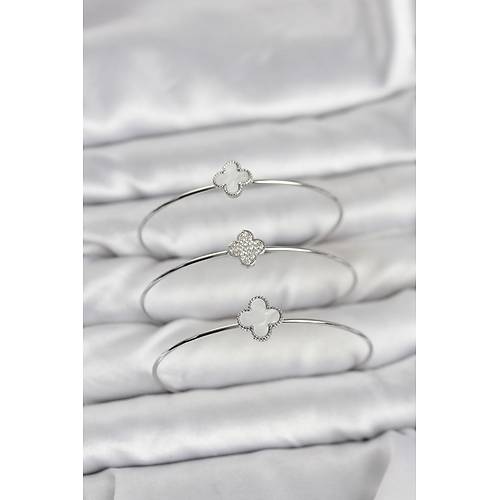 G�m�� Renk Yonca Model Zirkon Ta�l� 3'l� Kad�n Bileklik Kombini