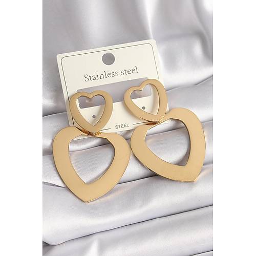 316L �elik Gold Renk Kalp Model Kad�n K�pe