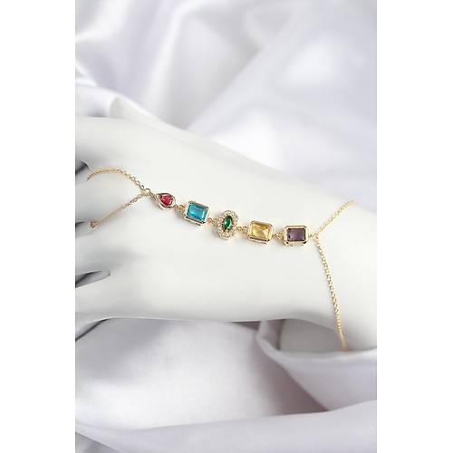 Pirin� Renkli Zirkon Ta�l� Model Gold Renk �ahmeran