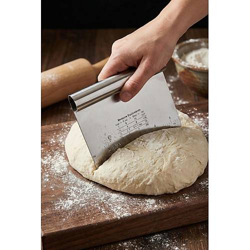 Paslanmaz �elik �l�� Rehberli Hamur Kesici & Hamur �ekillendirici Spatula (11x14 cm)