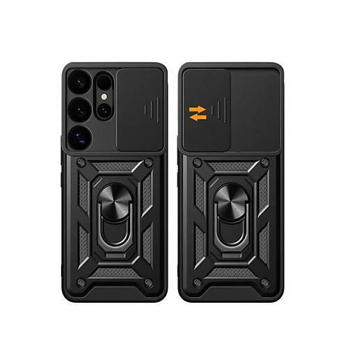 Galaxy S25 Ultra K�l�f Pars Lens Y�z�kl� Silikon - Siyah