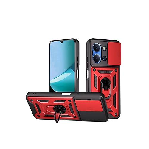 Redmi 15C 4G Pars Lens Y�z�kl� Silikon - K�rm�z�