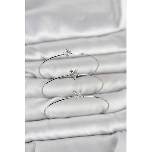 G�m�� Renk Zirkon Ta�l� Pirin� 3'l� Kad�n Bileklik Kombini