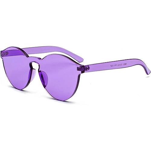 Sert Mika Oval �ekilli �er�evesiz Mor G�zl�k Retro Parti 5x14 cm