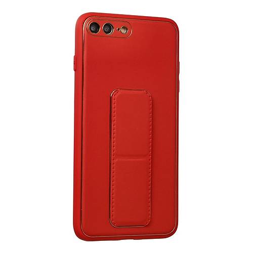 iPhone 7 Plus K�l�f Coco Deri Standl� Kapak - K�rm�z�