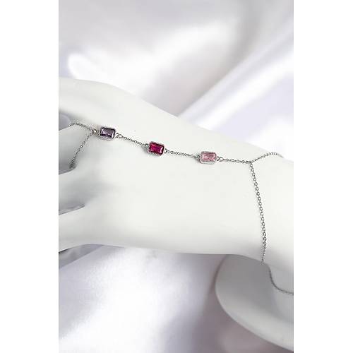 Pirin� Renkli Zirkon Ta�l� Dikd�rtgen Model G�m�� Renk Kad�n �ahmeran