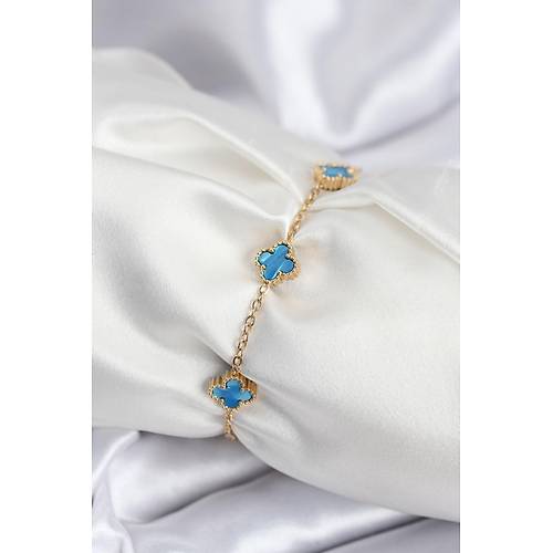 316L �elik Gold Renk Buz Mavisi Baby Boy Yonca Kad�n Bileklik