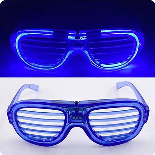 Mavi Led I��kl� Parti G�zl��� - Neon Glow �erit G�zl�k 3 Modlu