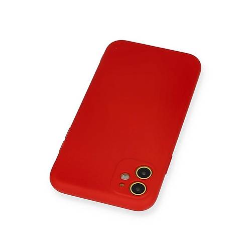 iPhone 11 K�l�f Nano i�i Kadife Silikon - K�rm�z�
