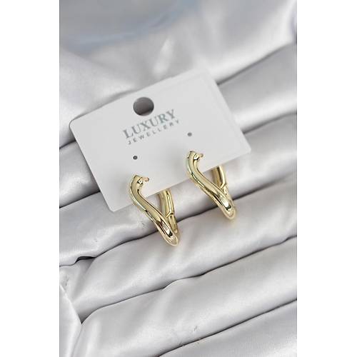 Gold Renk E�ik Halka Model Pirin� Kad�n K�pe