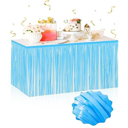 Kendinden Yap��kanl� Makaron Mavi P�sk�ll� Masa Ete�i � 75 x 275 cm Parti S�slemesi