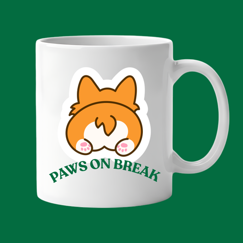 Paws On Break Tasar�ml� Kupa Bardak Model 201 Seramik Bask�l� Kahve Kupas� Dayan�kl� ve ��k Tasar�m