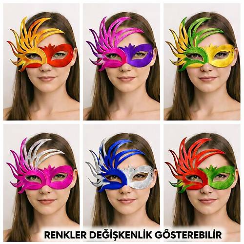 6�l� �ift Renkli Venedik Karton Parti Maskesi Seti