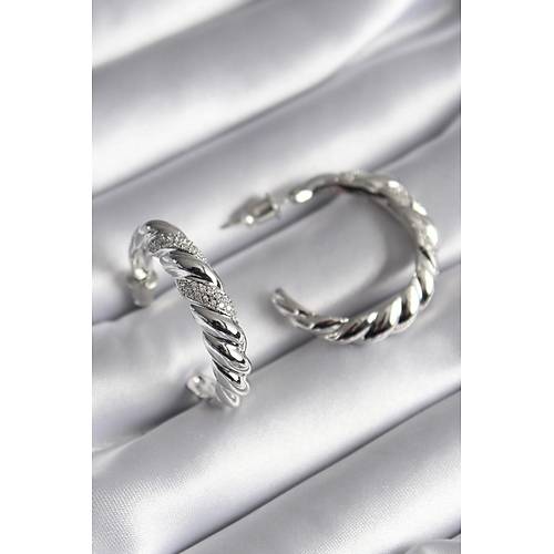 Pirin� G�m�� Renk Zirkon Ta�l� Sarmal Model Kad�n K�pe