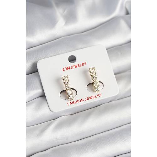 Pirin� Gold Renk Zirkon Ta�l� Vintage Kad�n K�pe