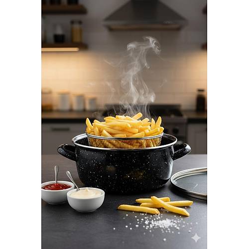 Siyah K�r��ll� Emaye Frit�z Tencere 24 cm 5,5 lt