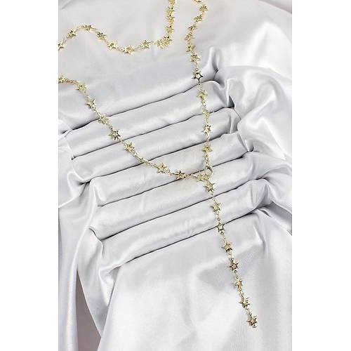 Pirin� Gold Renk Y�ld�zl� Kad�n Y Kolye