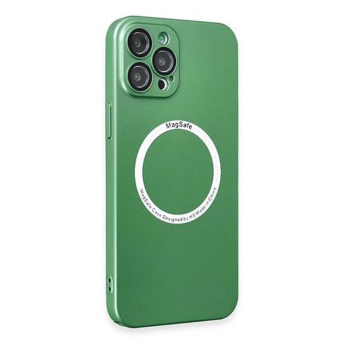 iPhone 12 Pro K�l�f Jack Magneticsafe Lens Silikon - Ye�il