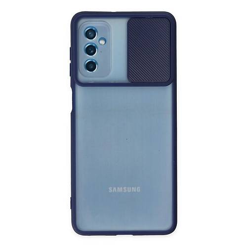 Galaxy M52 5G K�l�f Palm Buzlu Kamera S�rg�l� Silikon - Lacivert