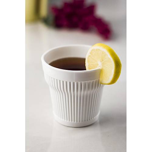Akrilik Beyaz 6'l� K�sa Bardak & Su Me�rubat Kahve Yan� Barda�� 300 ml ( Cam De�ildir )