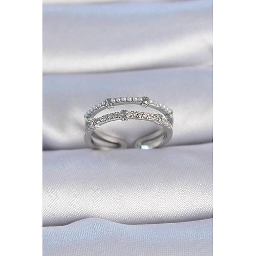 Pirin� G�m�� Renk Zirkon Ta�l� �nci Detay Kad�n Y�z�k