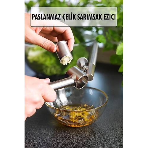 Hazneli Paslanmaz Metal Sar�msak ve Zencefil Ezici Do�ray�c�