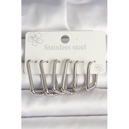 316L �elik G�m�� Renk Kare Model Kad�n K�pe Seti