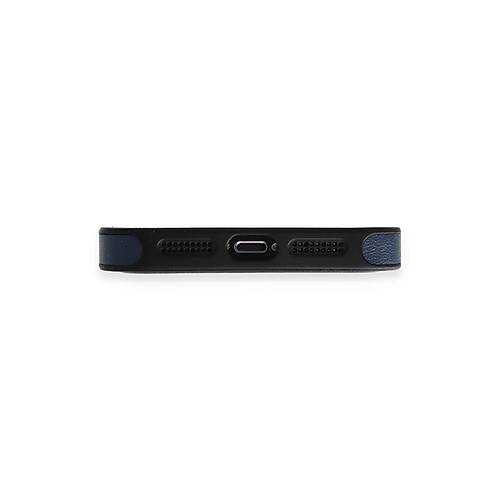 iPhone 15 Pro K�l�f Ozzi Magsafe Deri Kapak - Lacivert