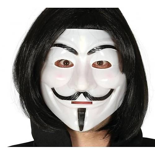 Siyah Renk Takma K�sa Sa� ve V For Vendetta Maskesi Anonymous Maskesi