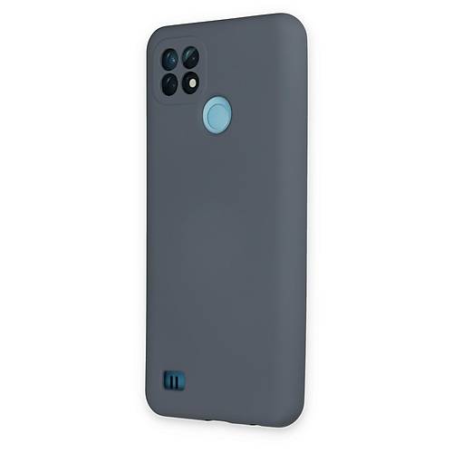 Realme C21 K�l�f Nano i�i Kadife Silikon - Gri