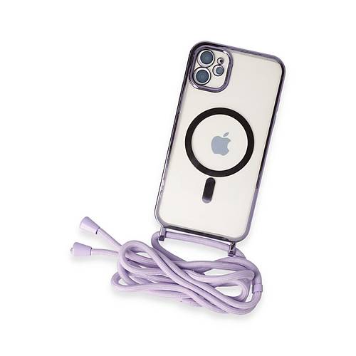 iPhone 11 K�l�f Divo Lazer Ask�l� Magsafe Kapak - Lila