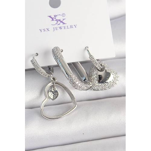 Pirin� G�m�� Renk Sallant� Zirkon Ta�l� Kalp Model 3'L� Kad�n Kombin K�pe