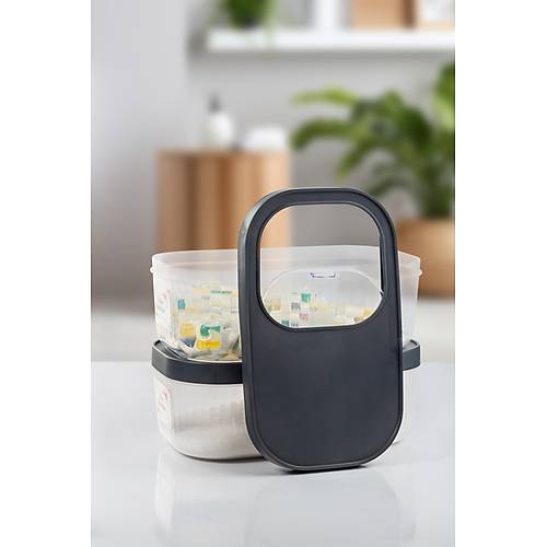 2'Li 5 LT Multibox Kayar Kapakl� Saklama Kab� & Erzak Kab� & Toz Ve Tablet Deterjan Kutusu ( ET�KET HED�YEL� )