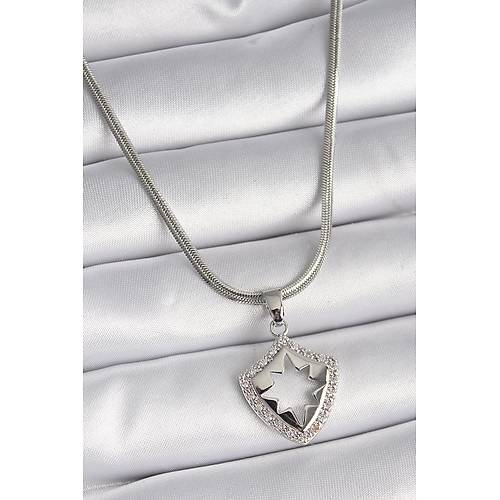 316L �elik G�m�� Renk �talyan Zincir Zirkon Ta�l� Kutup Y�ld�z� ��leme Model Kad�n Kolye